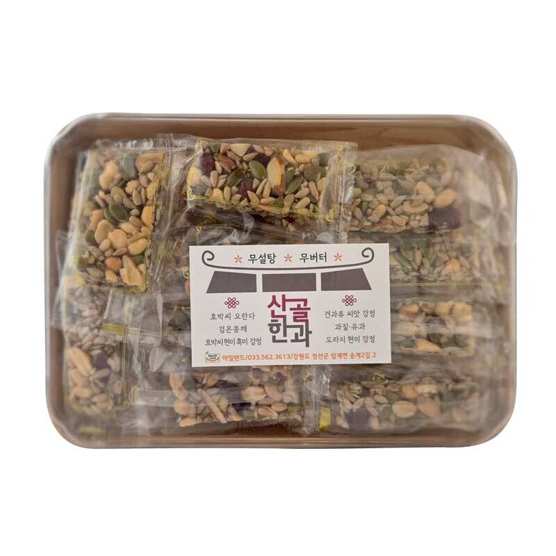 마밀랜드산골식품,산골한과_무설탕무버터(오란다,현미흑미,견과류바,검은콩깨,통밀크래커,견과류강정)